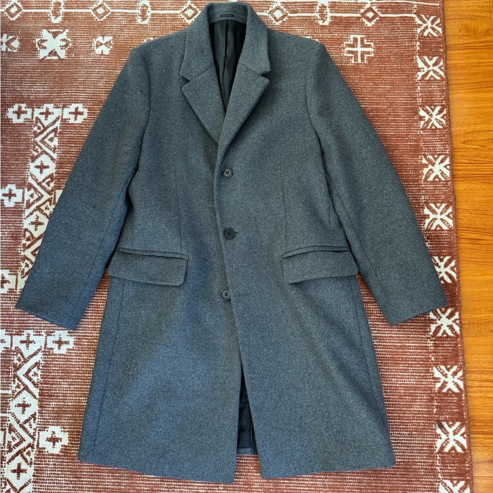 Men's Grey Wool Overcoat